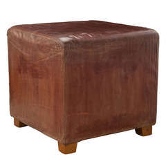 Vintage Leather Cube Pub Seat