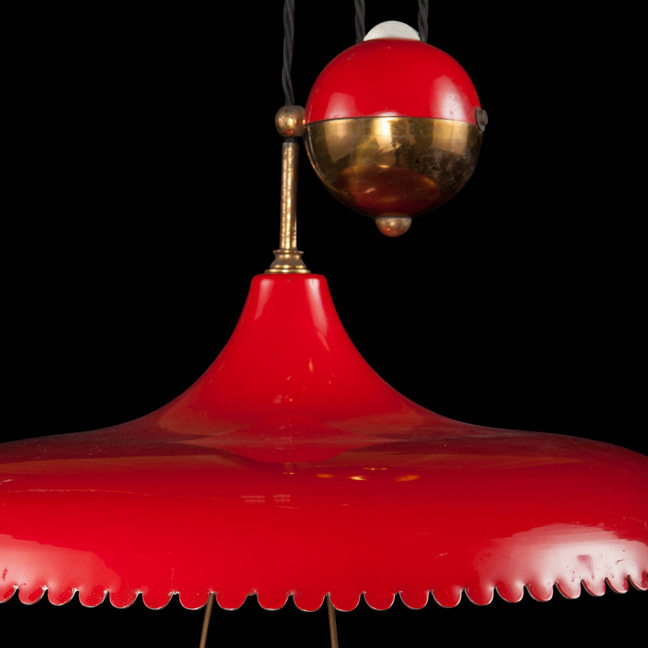 Red Pulley Ceiling Light In Good Condition In Culver City, CA