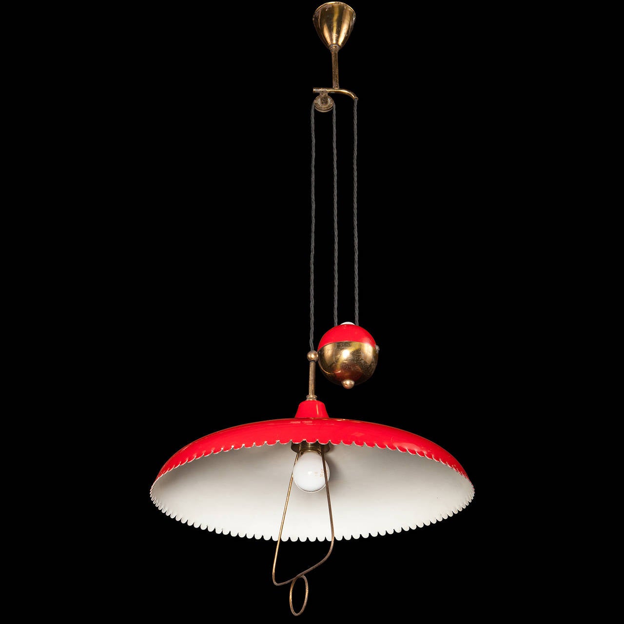 Italian Red Pulley Ceiling Light