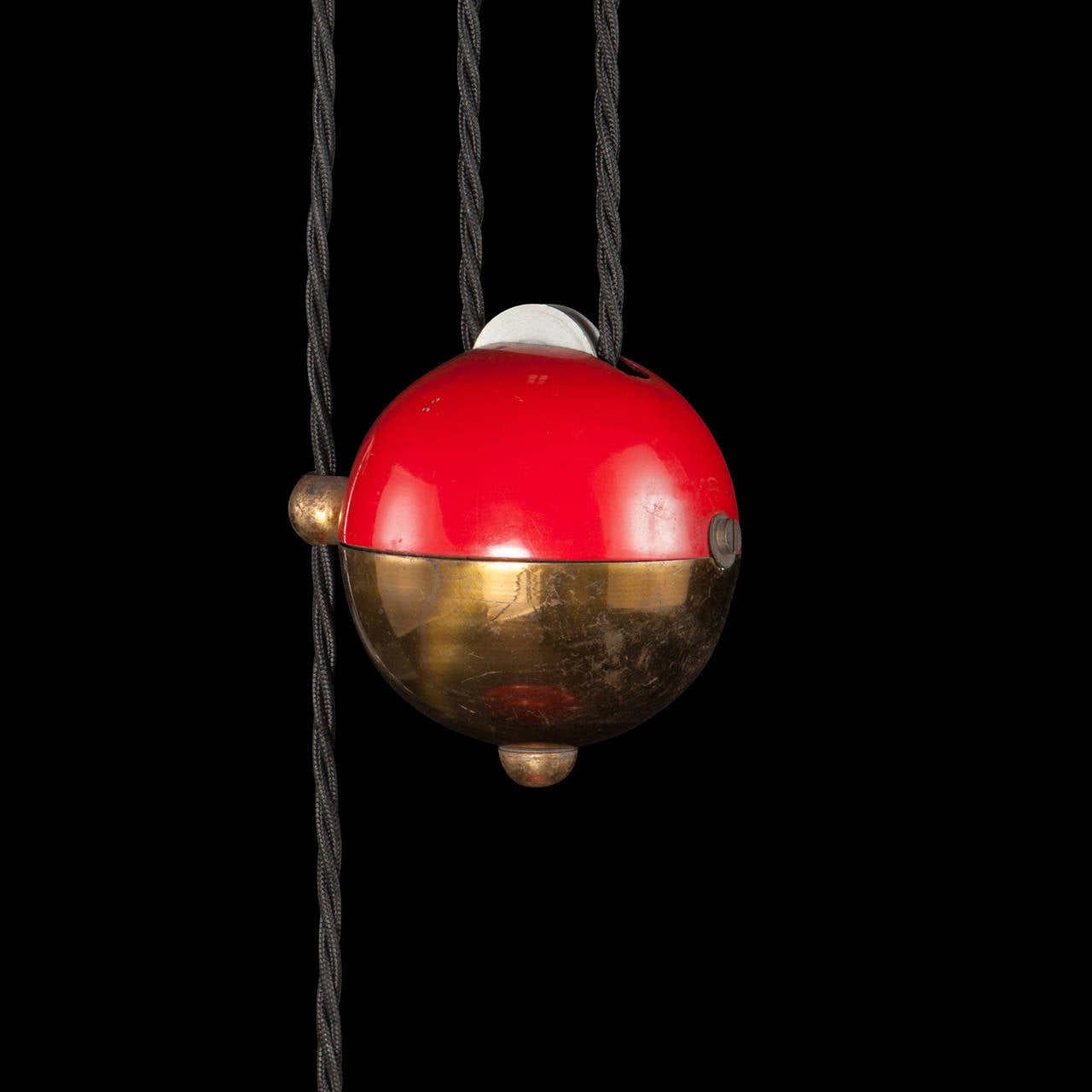 Mid-Century Modern Red Pulley Ceiling Light