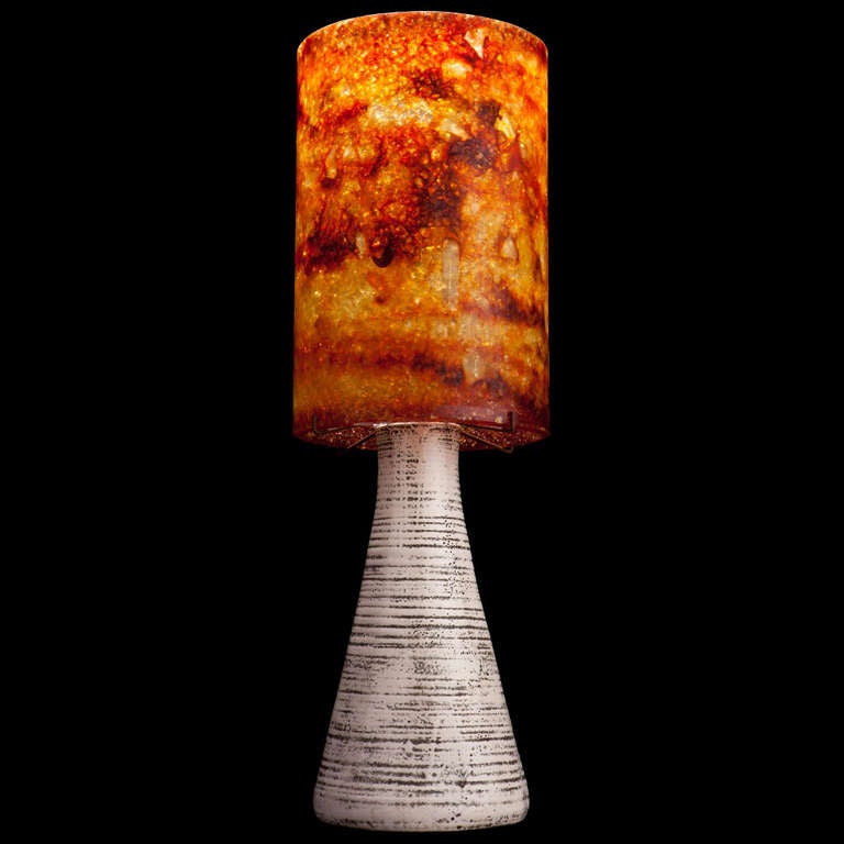 Ceramic Base Lamp with Glass Shade