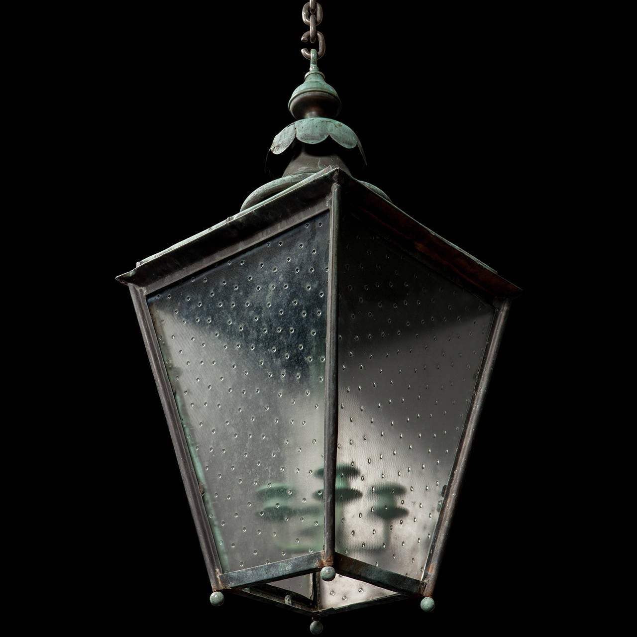 Patinated Verdigris Copper Outdoor Garden Lantern