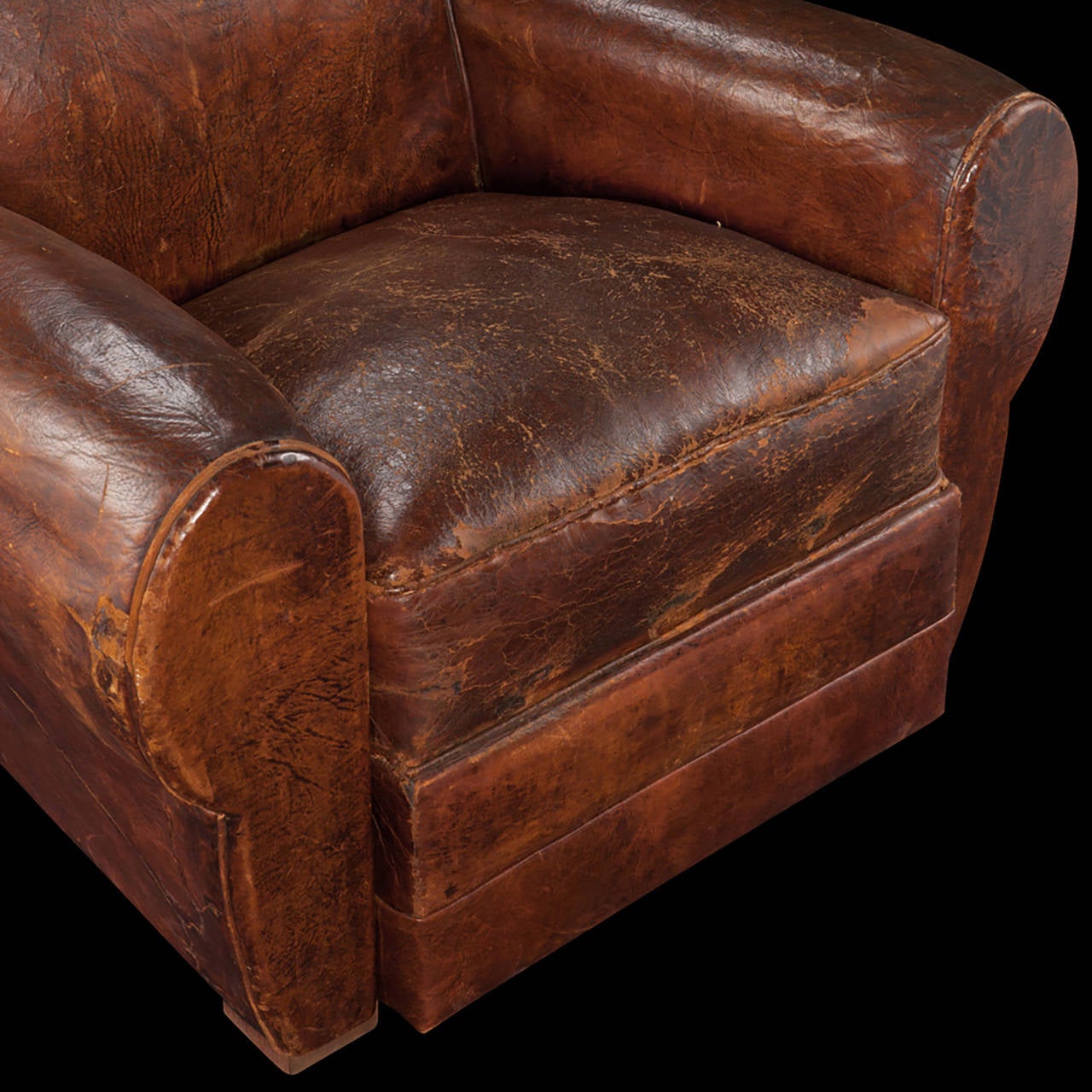 French Pair of Leather Club Chairs