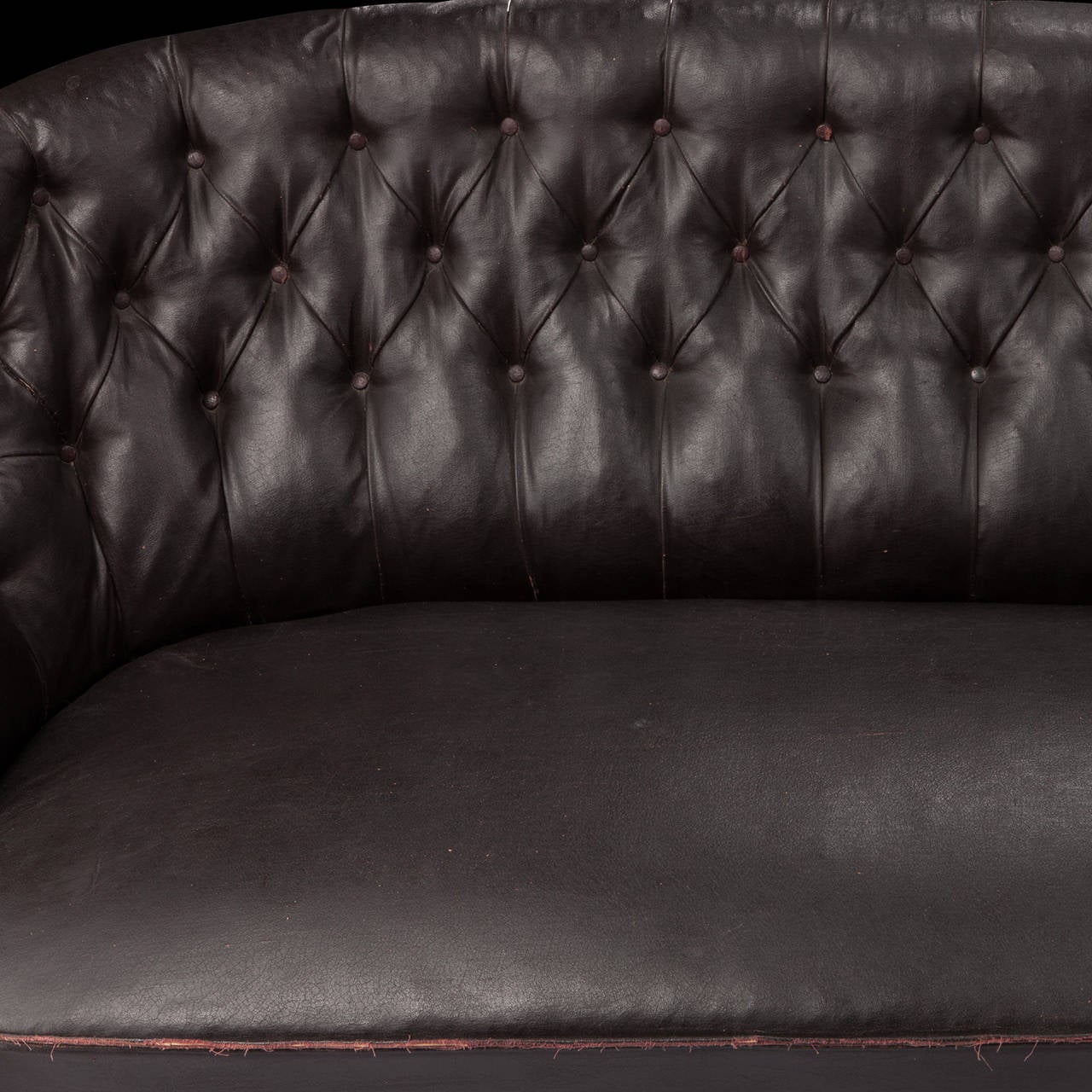 Turned Button Back Leatherette Sofa