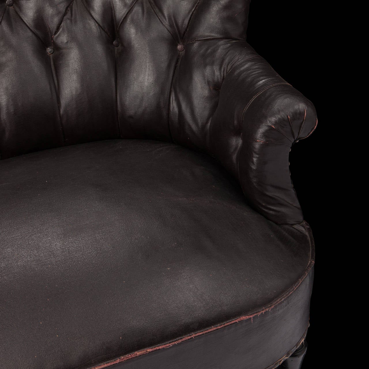 Late 19th Century Button Back Leatherette Sofa