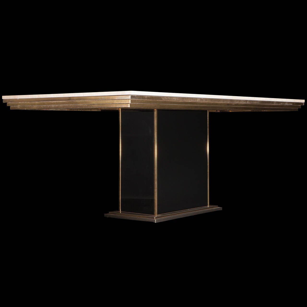 Brass Travertine Marble Dining Table