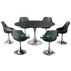 Dark Green Plexi and Chrome Dining Set