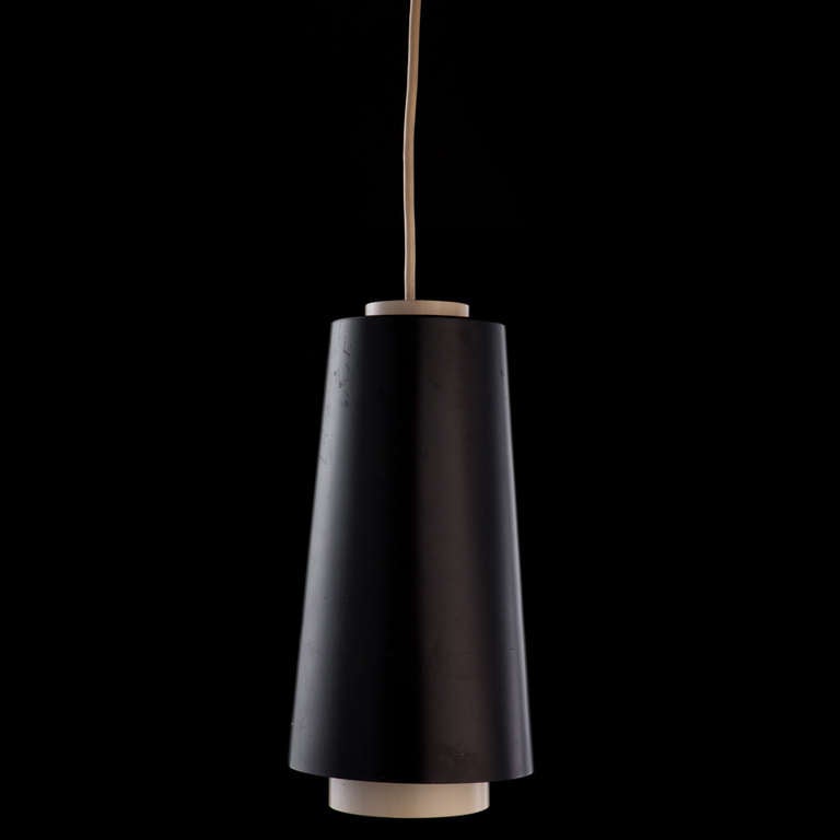 20th Century Black and White Metal Light Pendant