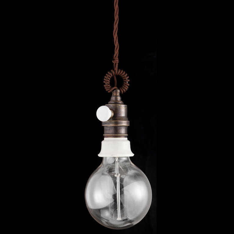 20th Century Simple Brass Bulb Light