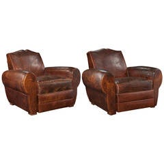 Pair of Leather Club Chairs