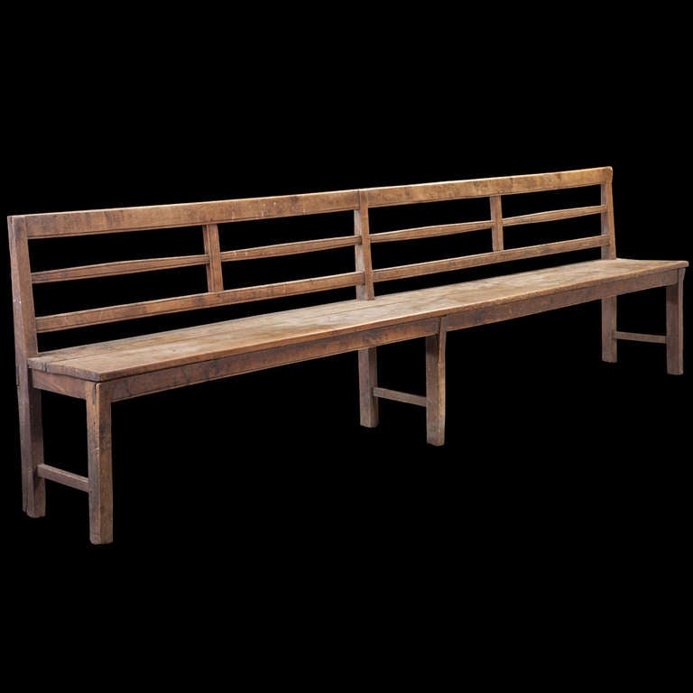 Simple wooden corner bench, taken from a convent in Italy.