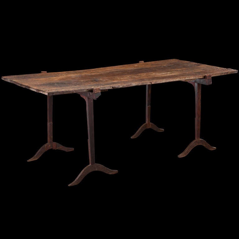 Early convent table with rustic top and carved pine legs.

Made in Italy circa 1870.