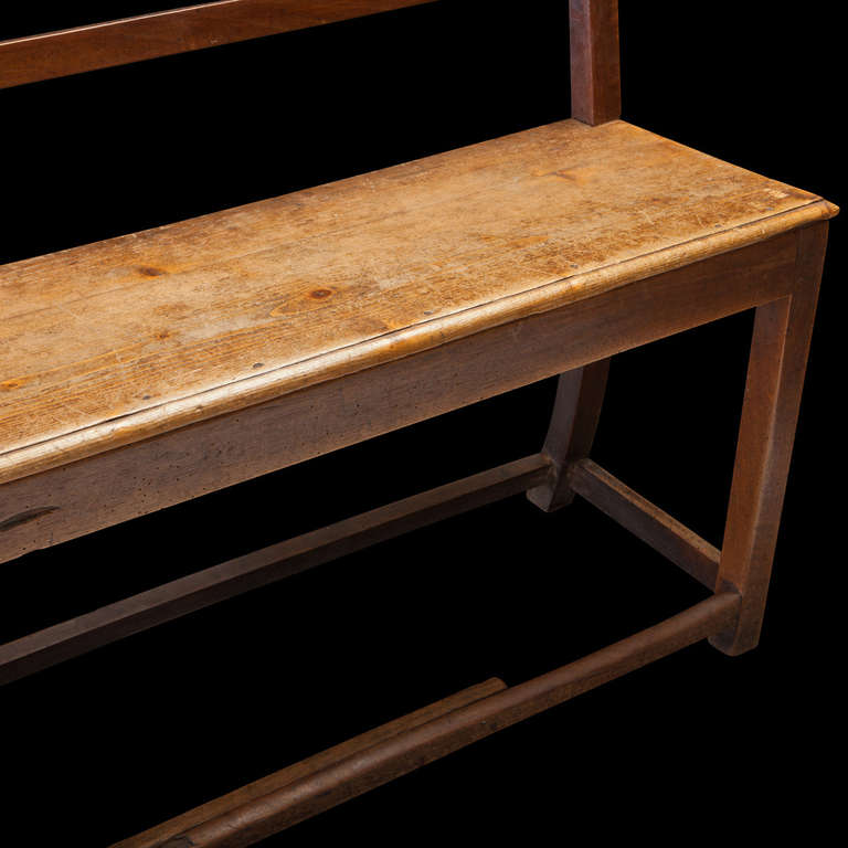 Simple Wooden Convent Bench In Distressed Condition In Culver City, CA