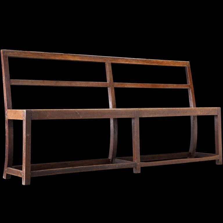 19th Century Simple Wooden Convent Bench