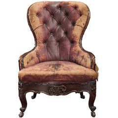 Antique Leather Victorian Nursing Chair, England, circa 1860