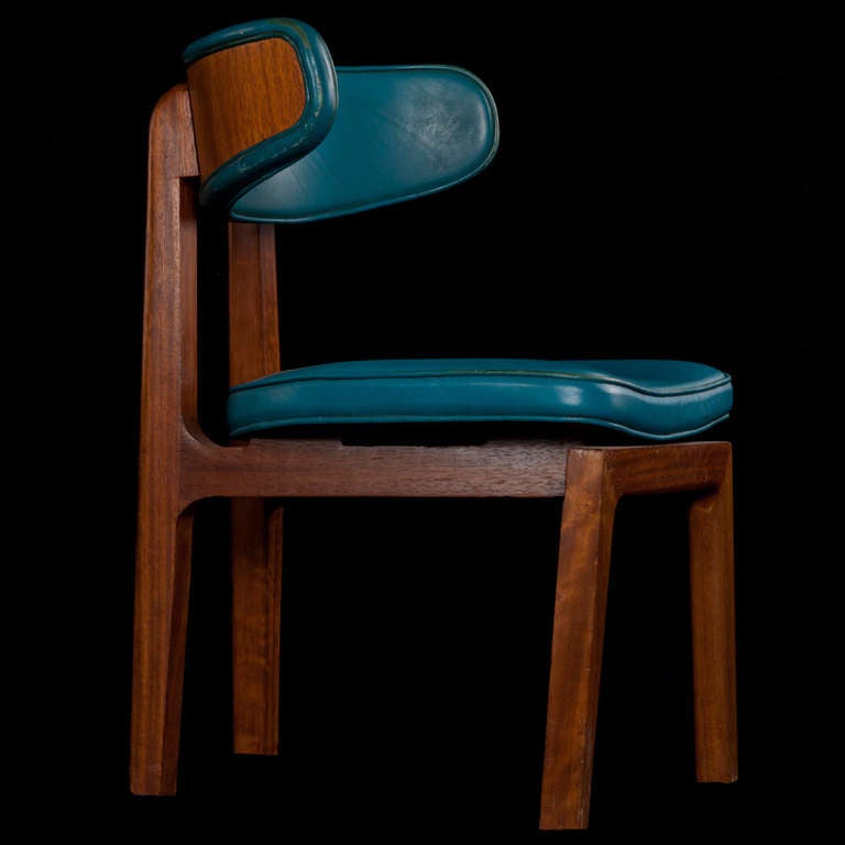 Italian Blue Leather Dining Chairs