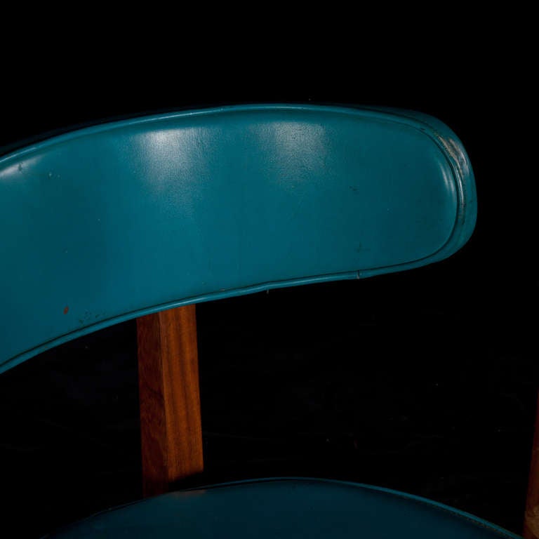 Mid-20th Century Blue Leather Dining Chairs