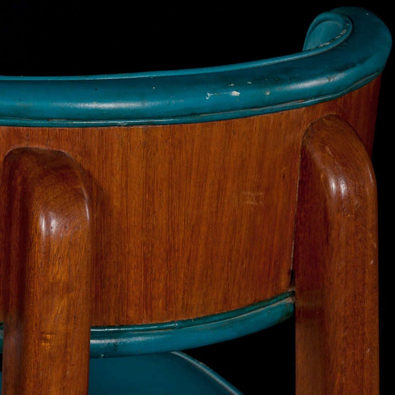 Wood Blue Leather Dining Chairs
