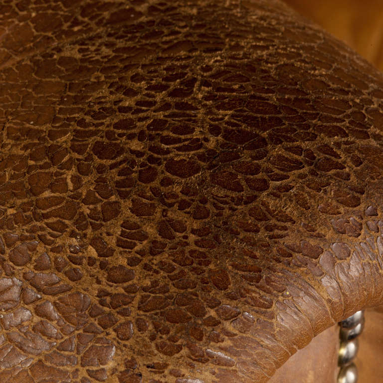 English Monumental Tufted Leather Wingback Chair