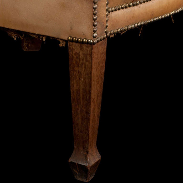 19th Century Monumental Tufted Leather Wingback Chair