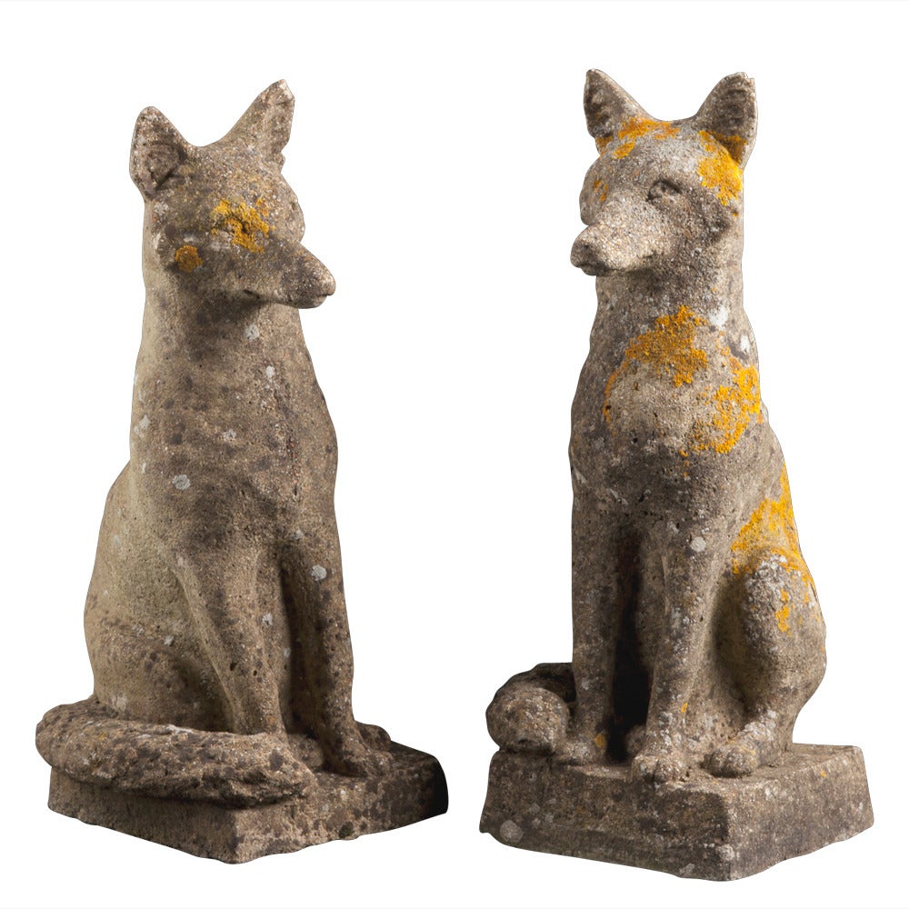 Pair of Stone Foxes