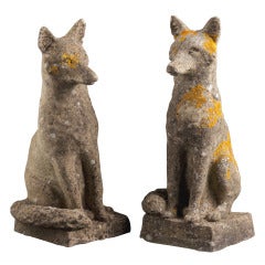 Pair of Stone Foxes
