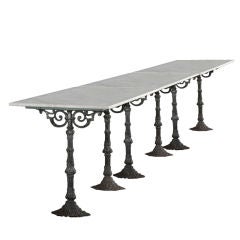 Marble Top Console with Decorative Cast Iron Base