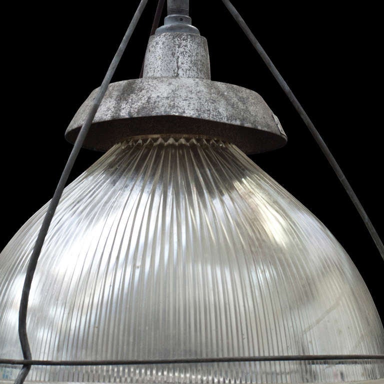 Mid-20th Century Large Ribbed Holophane Factory Light