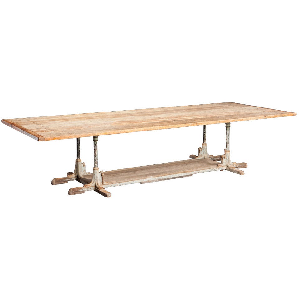 Large Industrial Steel Wood Work or Dining Table