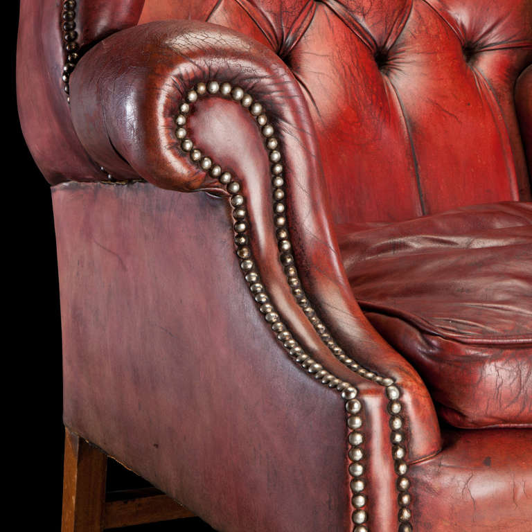 red wingback chair