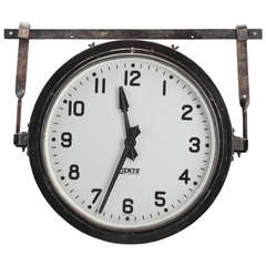 Vintage Double-Sided Iron Factory Clock