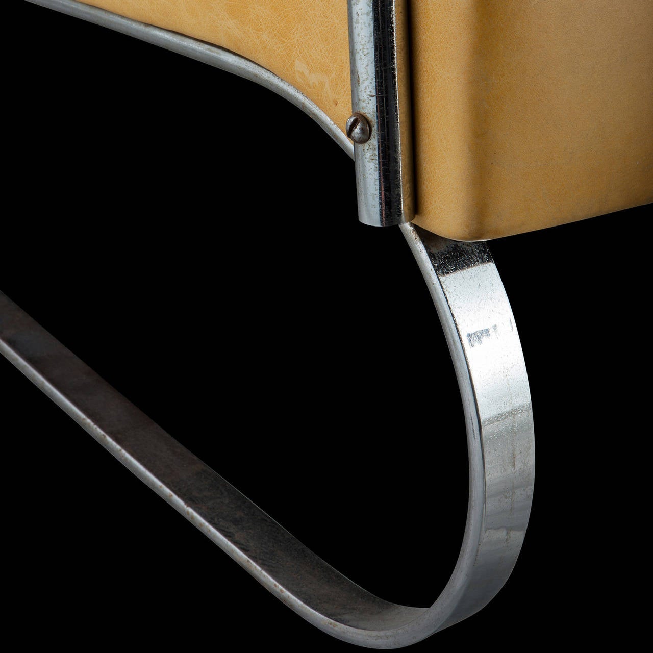 Mid-20th Century Yellow Leather and Chrome Cantilever Chair