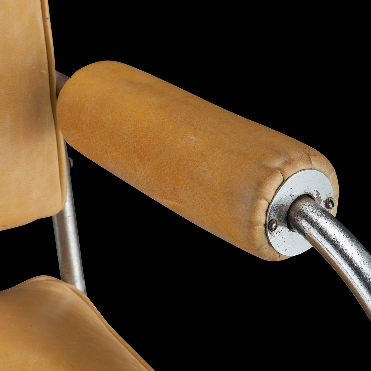 Modern Yellow Leather and Chrome Cantilever Chair