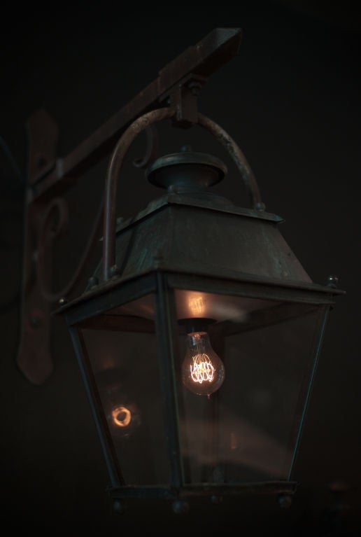 Cast iron hanging lantern with copper detail, found from an outdoor garden.  Priced individually.