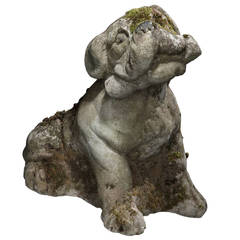 Antique Concrete Dog with Bone