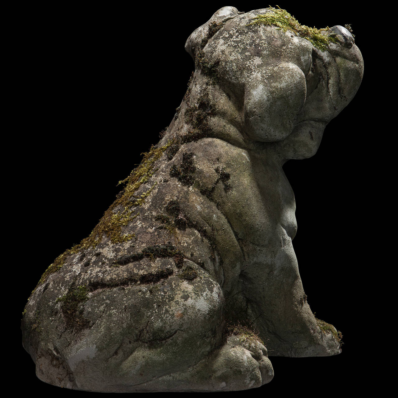 Early 20th Century Concrete Dog with Bone