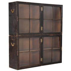 Military Campaign Bookcases with Glass Windows