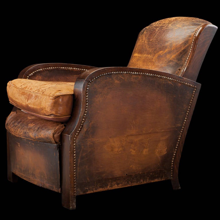 Brass Leather Lounge Chair