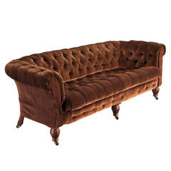 Antique Large Velvet Chesterfield Sofa