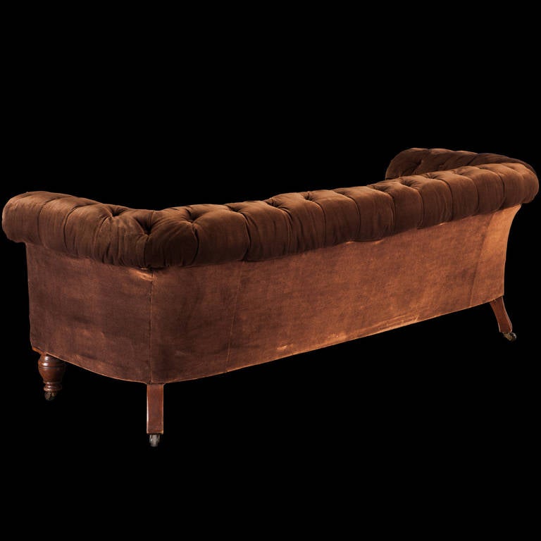 19th Century Large Velvet Chesterfield Sofa