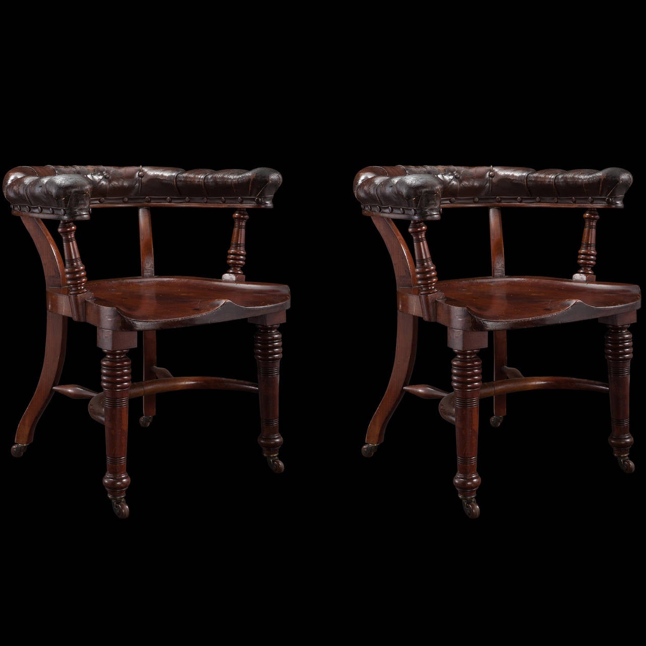 Pair of Saddle Seat Desk Chairs