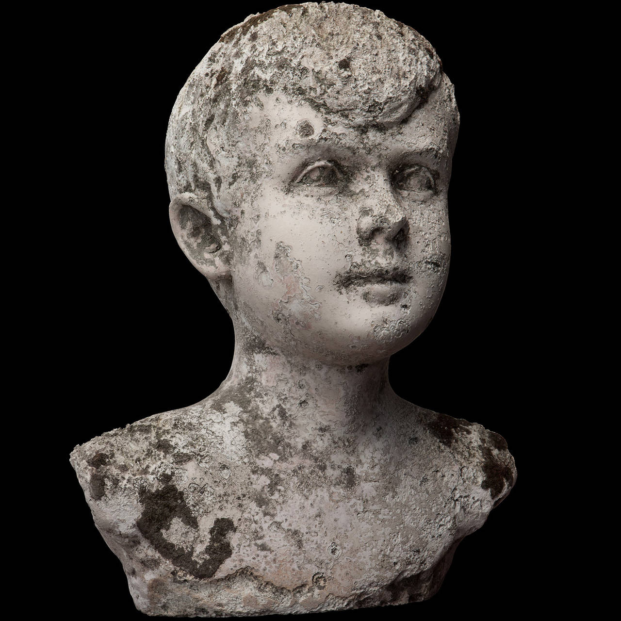Plaster Bust of a Boy In Distressed Condition In Culver City, CA