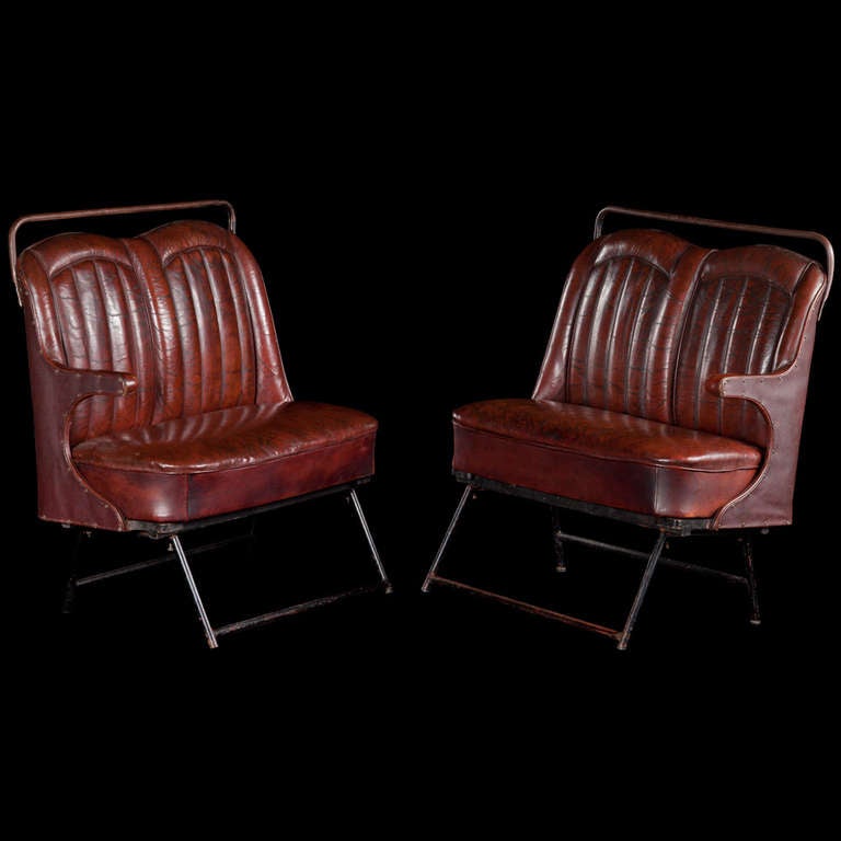 Leather Bus Seat with Iron Feet and Support unusual form and original leather