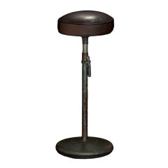 Industrial Metal and Leather Adjustable Stool