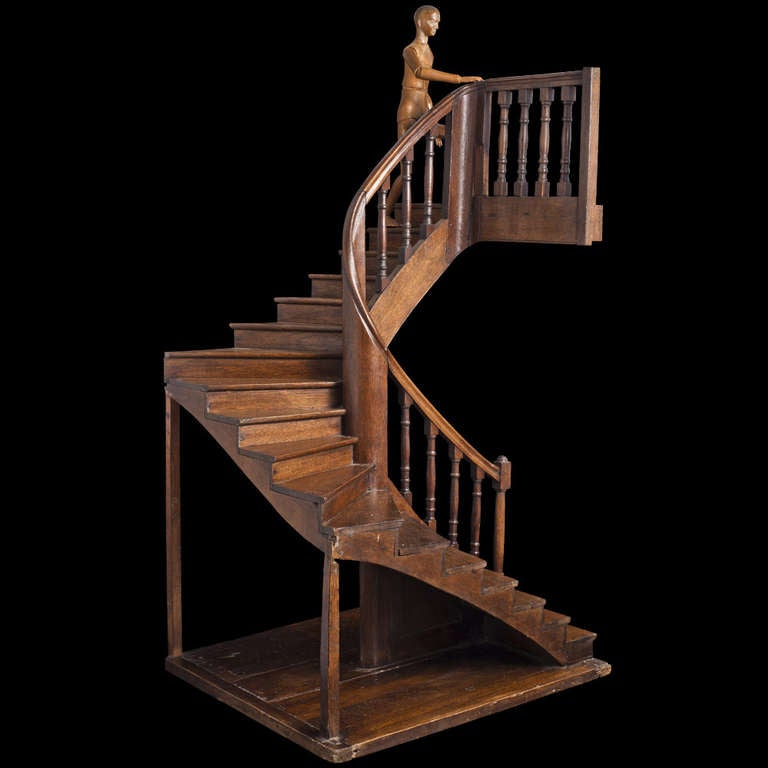 Tall staircase model made by an apprentice to demonstrate their  craft and skill, France circa 1880