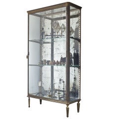 Antique Nickel Pharmacy Display Cabinet