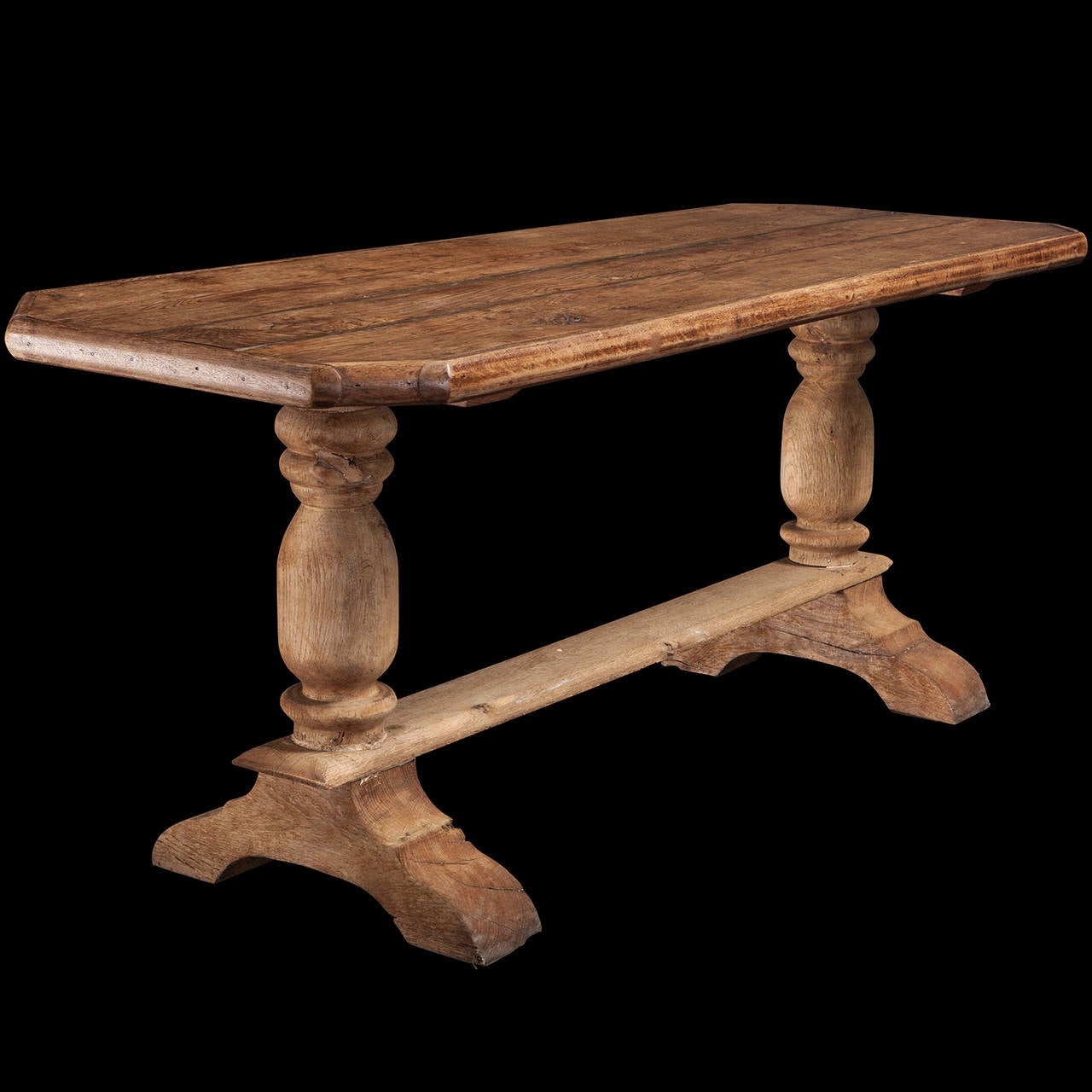 Oak Trestle Base Table In Good Condition In Culver City, CA