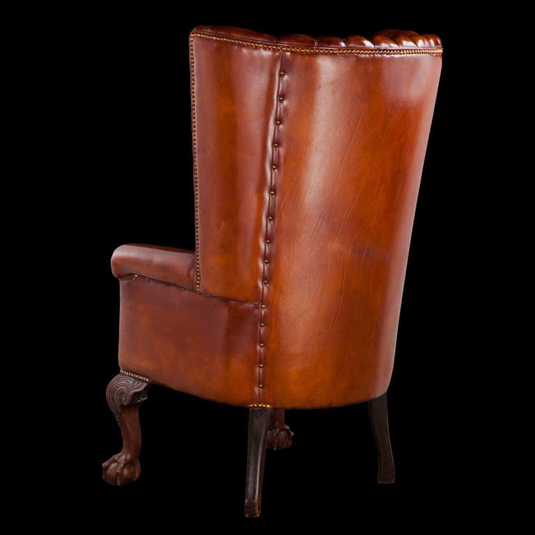 19th Century Victorian Leather Channel Back