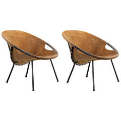 Pair of Suede Lounge Chairs