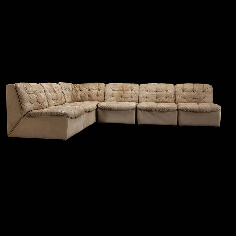 Leather Sectional Sofa with Lounge Chair